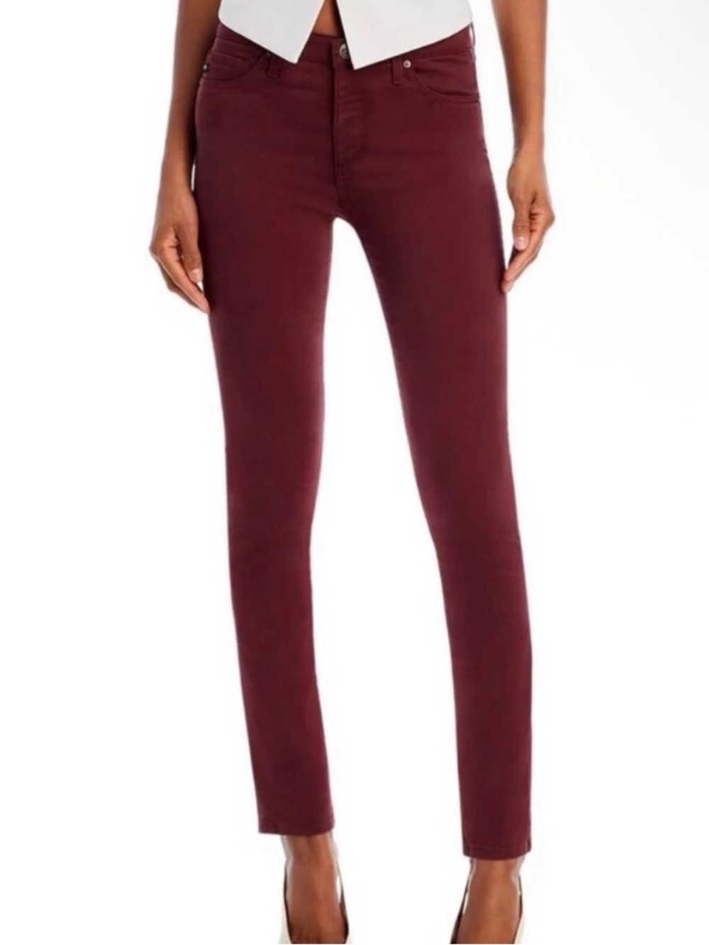 AG Adriano goldschmied maroon red Stevie ankle slim straight pants size 27